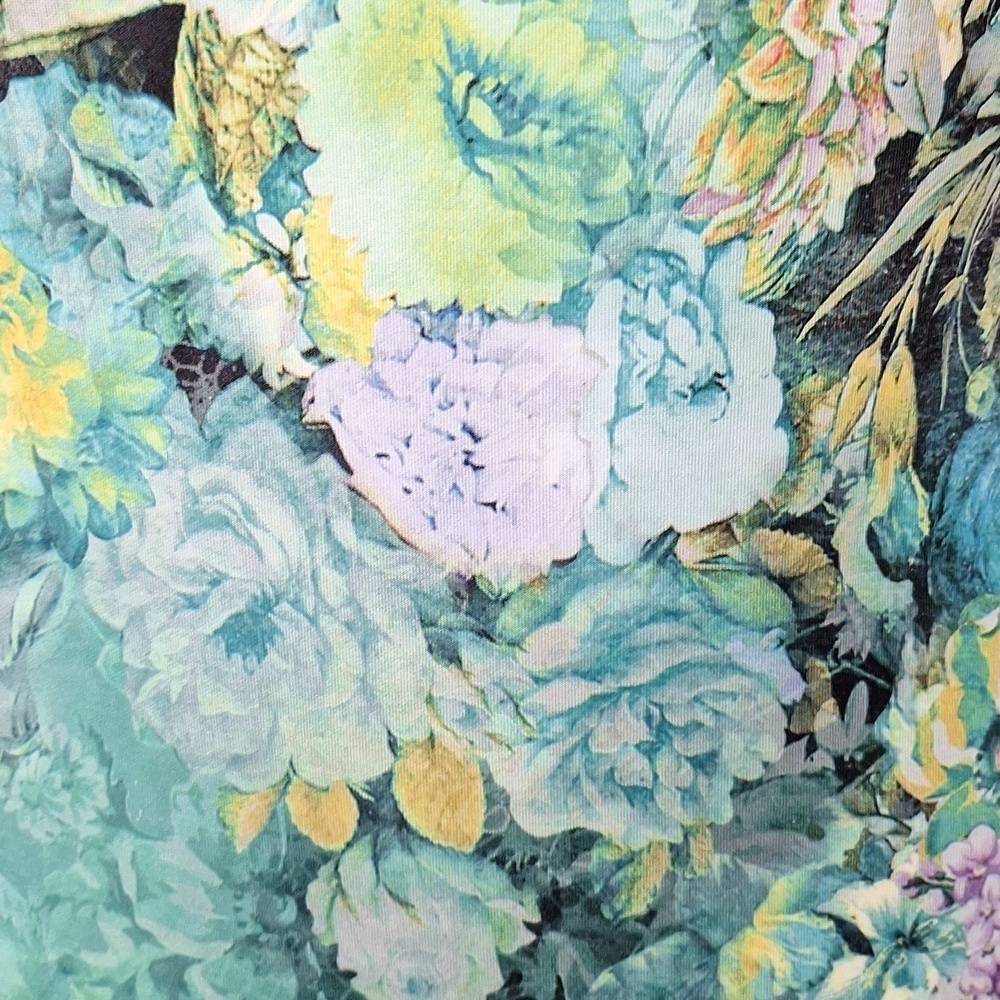 Beige by ECI Black Teal Tropical Multicolor Floral Maximalism Sheath Dress Sz. 4 - Picture 10 of 13